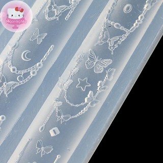 Moonlights Hoạt Hình Silicon Móng Tay Hạt Dây Xích Khắc Nơ Khuôn Trang Trí Móng Tay Thiết Kế DIY Lập Thể Tấm Dập Dụng Cụ Làm Móng Tay EN