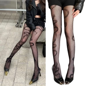 Treeling Hollowout Đan Quần Thoáng Khí Nylon Họa Tiết Rắn Fishnet Lưới Quần