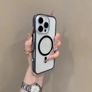 Ốp điện thoại di động từ tính 2 trong 1 thạch màu trong suốt sang trọng cho iPhone16 15 14 13 12 11 Pro Max bảo vệ camera chống sốc chống rơi mặt sau mềm