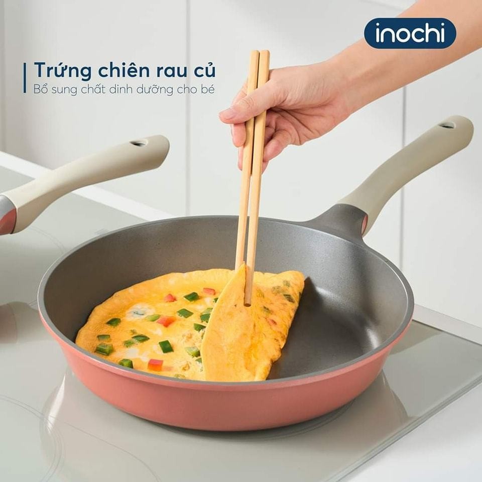 Chảo vân đá OMI GREY INOCHI phủ lớp chống dính PTE Megastone cao cấp, dùng cho mọi loại bếp
