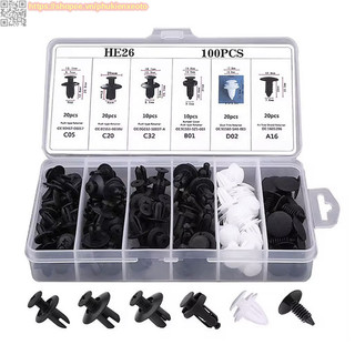 [COD] 【48h】Set 100 đinh tán nhựa, ốc vít nhựa, chốt nở cho phụ tùng xe ô tô chốt nhựa vít nở nhựa