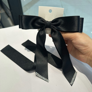 Kẹp Tóc Thanhtao Lụa Ruy Băng Satin Màu Hồng Với Chiếc Nơ Kim Cương Giả