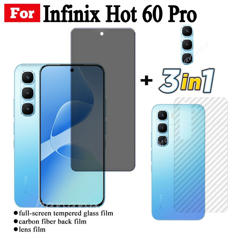 Dành cho Infinix Hot 60 Pro Kính cường lực chống ánh sáng xanh Infinix Hot 60 Hot 60i Kính cường lực chống gián điệp Bảo vệ màn hình + Phim ống kính máy ảnh + Phim mặt sau