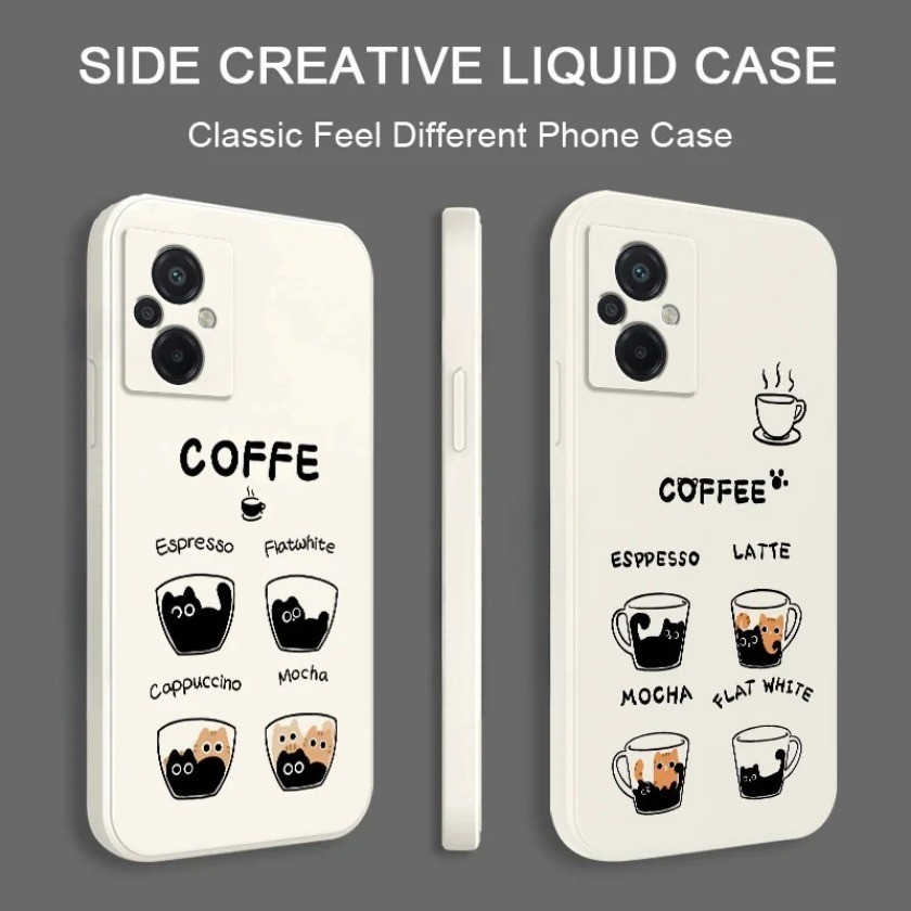 Ốp Điện Thoại Họa Tiết Mèo Cà Phê Cho Redmi Note 13 12 14 Pro Redmi Note 12 Turbo Ốp lưng TPU Mềm Chống Sốc
