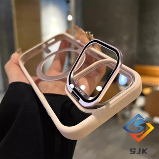 Ốp Bảo Vệ Chống Sốc Cho iPhone 16 Pro Max 15 14 13 12 Pro Max Có Ống Kính Chân Đế Trong Suốt Từ Tính Ốp điện thoại Phụ Kiện Chống Vân Tay Vỏ Cao Su
