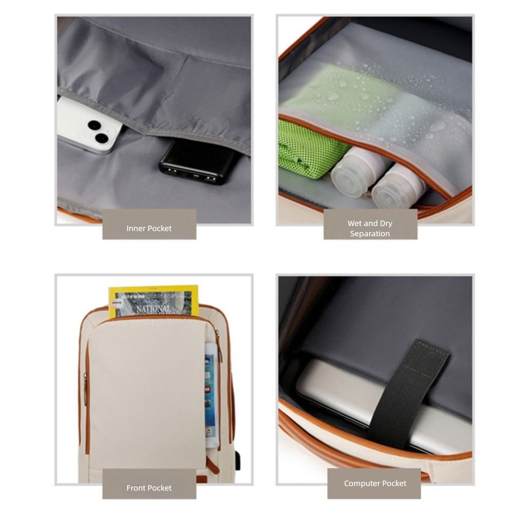 Ba lô máy tính xách tay SAMO, Ba lô du lịch có dây kéo nhiều túi, Cổng sạc USB thông thường Chống thấm nước Túi đi học dành cho học sinh nam và nữ