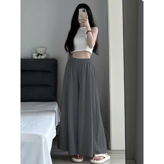 [Combo 2 quần váy] Quần ống rộng dài bigsize nữ chất đũi vân mây, Quần váy lửng cạp cao lưng chun tiện lợi mát mẻ
