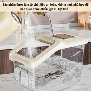Hộp Đựng Gạo 5kg/10kg – Thiết Kế Hiện Đại, Nắp Đậy Chắc Chắn, Bảo Quản Gạo – Đậu – Bột Gọn Gàng