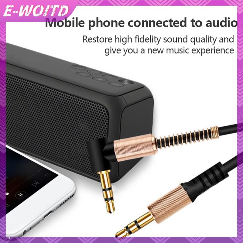 E-woitd Jack 3.5mm Cáp Âm Thanh Lò Xo Ô Tô Cáp AUX Mạ Vàng Jack Nam Đến Nam Cáp HNVN