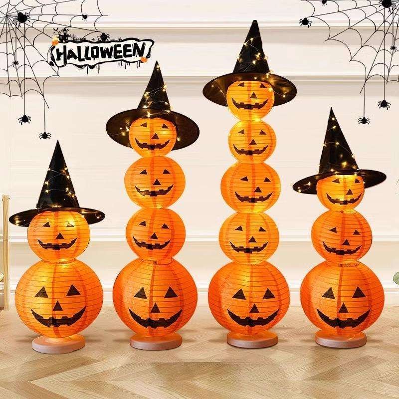 Halloween Bí Ngô Đèn Lồng Trang Trí Cửa Hàng Mua Sắm Trung Tâm Influencer Đồng Hồ Thẻ Cảnh Không Khí Trang Trí Sự Kiện Đạo Cụ Trang Trí 8.15 BRG1