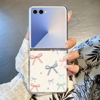 Ốp điện thoại Trong Suốt Họa Tiết Nơ Màu Hồng Cho Samsung Galaxy Z Flip 7 Flip 6 Flip 5 Flip 4 Flip 3 Trong Suốt Cứng PC Gấp Ốp điện thoại Cho Samsung Z Flip7 Z Flip6 Flip5 Flip4 Flip3