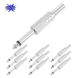 6.35mm Mono Khuếch Đại Cắm 1 / 4Inch Nam Mono Monaural Jack Âm Thanh Cáp Kết Nối Cắm Micro 10 Chiếc