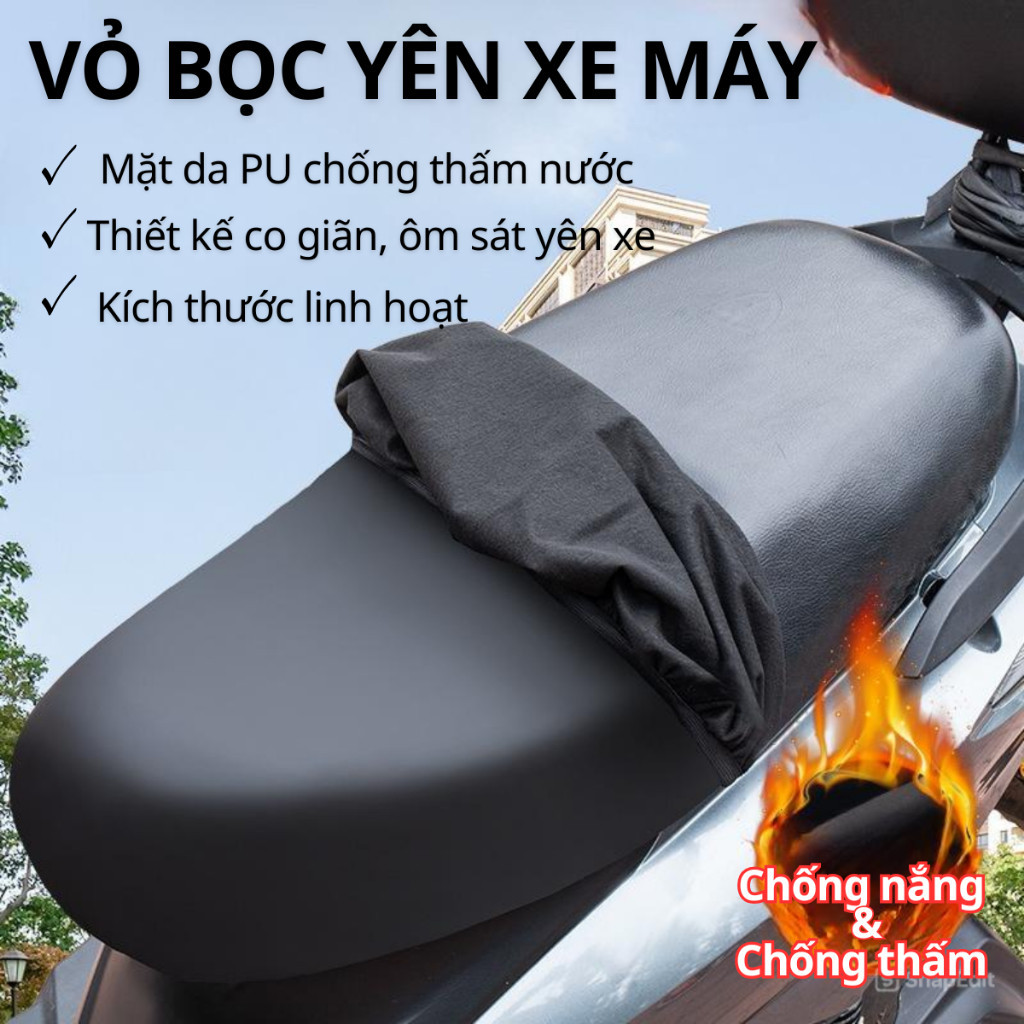 Vỏ Bọc Yên Xe Máy Bằng Da Pu Co Giãn Chống Nước Chống Trầy Xước, Chống Thấm Nước Chất Lượng Cao Tự Lắp Đặt DT063