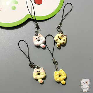 【Chamvn】Dây đeo điện thoại hình chú mèo dễ thương hình bánh rán hoạt hình vui nhộn Quà tặng cho bạn thân