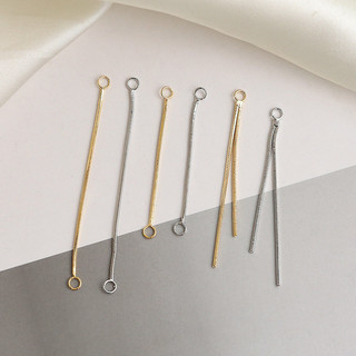 Mạ Đồng Vàng Thật Có Tua Rua Treo Nhẫn Đôi Dài Kẻ Sọc Zircon Màu Giữ Đuôi Dây Xích diy Handmade Bông Tai Phụ Kiện Trang Sức Chất Liệu