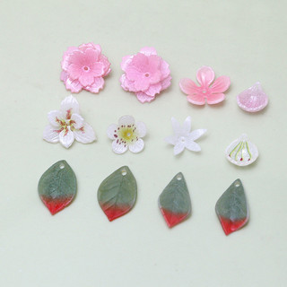 Đào Hoa Lê Hoa Xanh Lá Dài Họa Tiết Nhiệt Co Phim diy Handmade Bông Tai Trang Sức Kẹp Tóc Phụ Kiện Chất Liệu