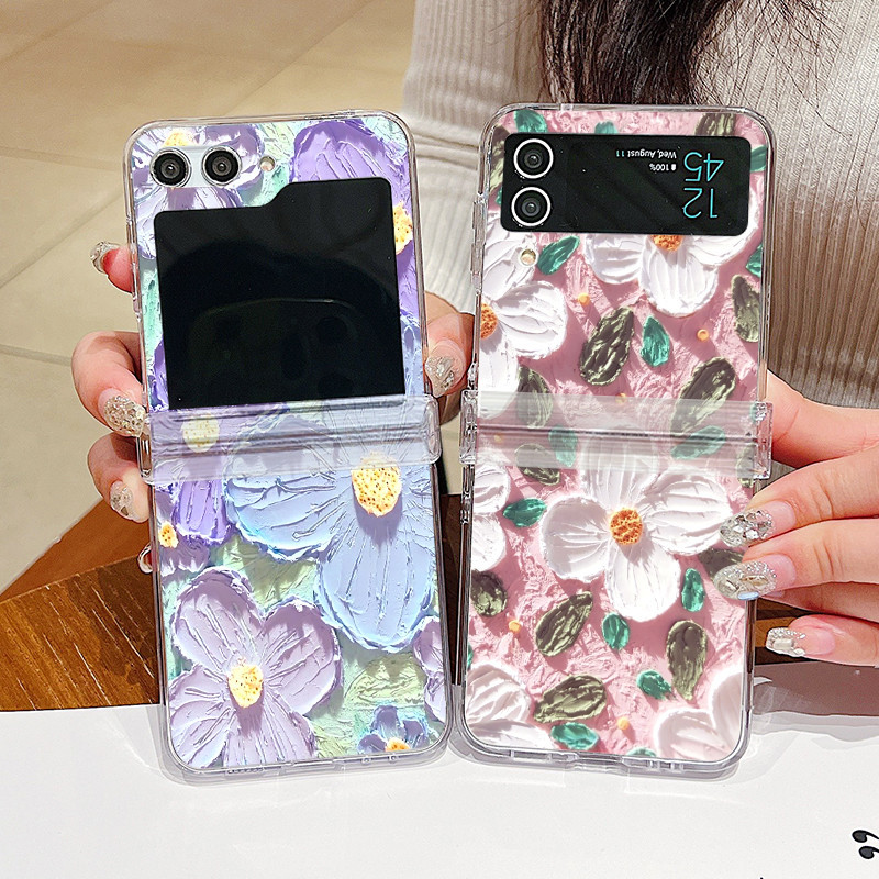 Dành Cho Samsung Galaxy Z Flip 6 Z Flip 5 Vỏ Hoa Đẹp Họa Tiết Chống Sốc Gấp Trong Suốt Cứng Cho Samsung Galaxy Z Flip 5 4 3
