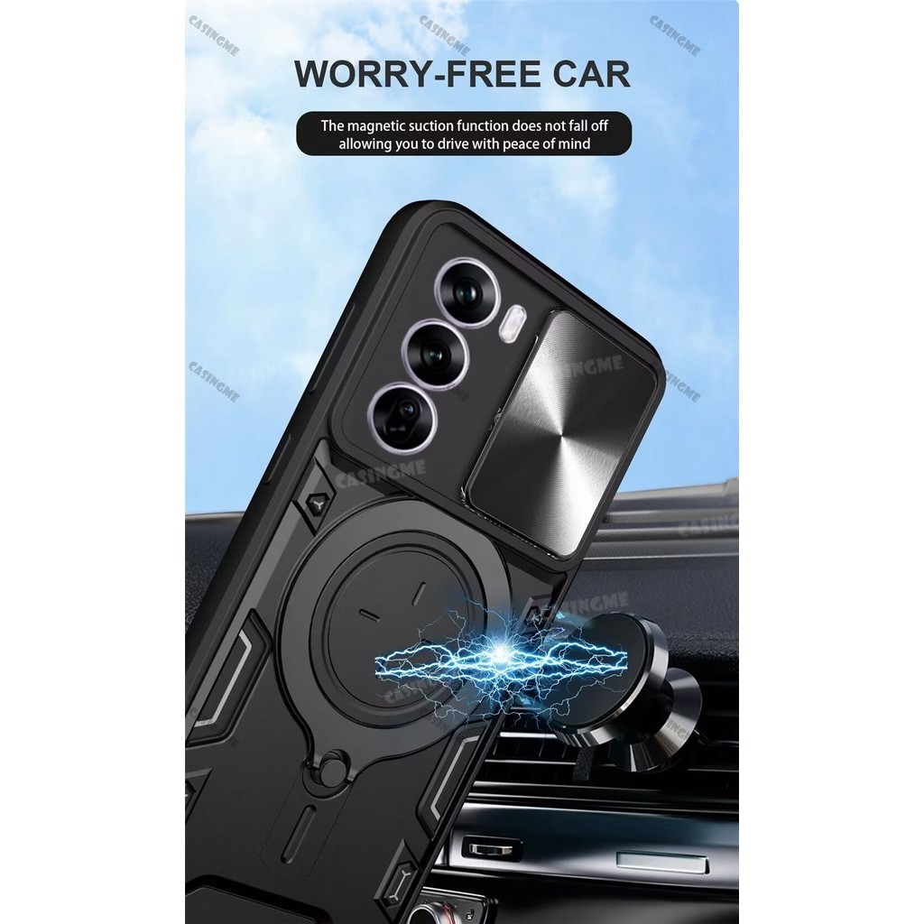 Oppo Reno12 12Pro 5G Giáp Chống Sốc Đẩy Kéo Camera Bảo Vệ Cho Oppo Reno 12 Reno12 OppoReno12 Pro 12Pro 5G 4G 2024 Ốp Lưng Xe Ô Tô Vỏ Vòng Từ Tính Ốp lưng