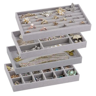 [Vận chuyển nhanh] Khay trưng bày vòng cổ GILDEDHOMIN, Hộp đựng đồ trang sức nhung có thể xếp chồng lên nhau bằng nhung, Hộp đựng bông tai trưng bày vòng cổ vòng đeo tay