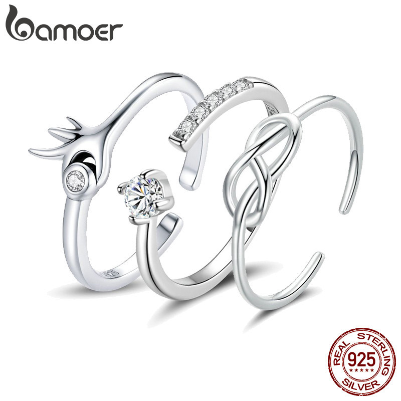 Nhẫn Bạc Bamoer 925 Đơn Giản Tình Yêu Thời Trang Nữ Phụ Kiện Quà Tặng Sinh Nhật SCR935