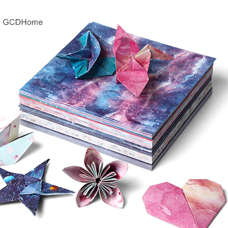 Gcdhome 60 / 65 Chiếc Ngôi Sao Không Gian Origami Hoa Hai Mặt Giấy Gấp DIY Giấy Thủ Công HOT