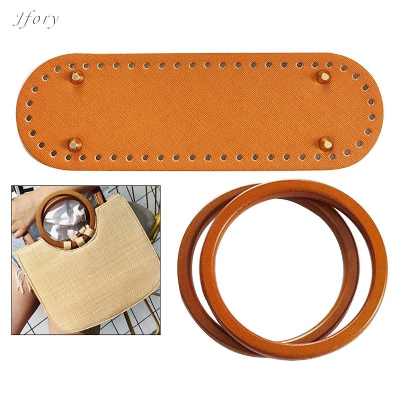 Jfory Túi Móc Đáy Da Đế Tote Bộ Tay Cầm DIY Đan bAG 1