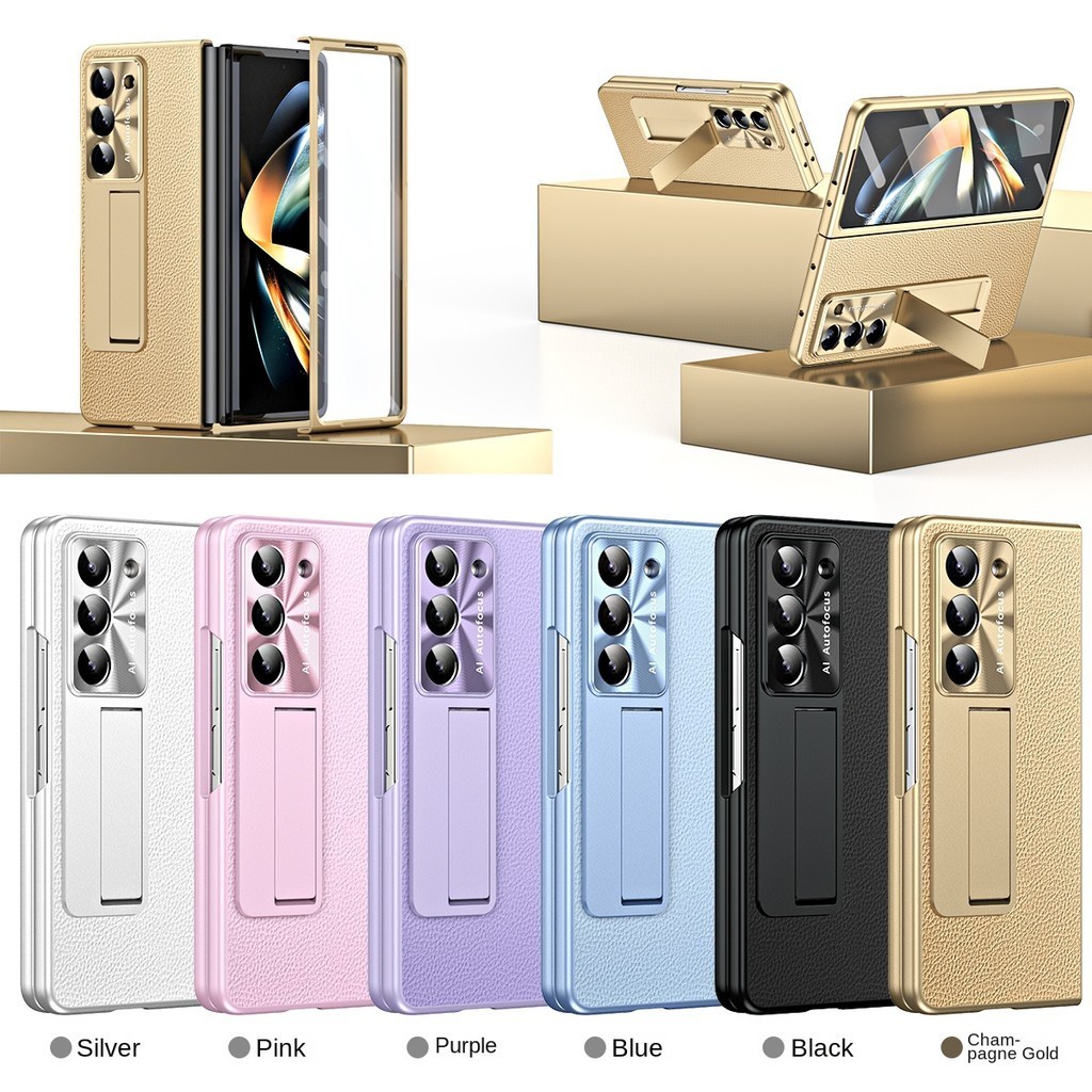 Ốp Điện Thoại Clemence Mạ Điện Cho Samsung Galaxy Z Fold 6 5 4 3 Fold6 Fold5 Fold4 Fold3 Có Chân Đế Bảo Vệ