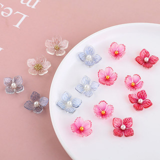 Phụ kiện trang sức thủ công DIY ngọc trai trong suốt năm cánh hoa anh đào hoa Acrylic hoa tai Phụ kiện đinh