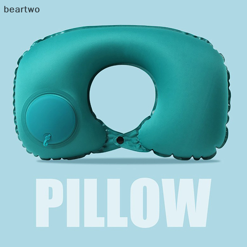 < Beartwo > Du lịch bơm hơi hình chữ U Đệm hỗ trợ cổ không khí di động Máy ép ngủ thoải mái để bơm hơi Đẹp