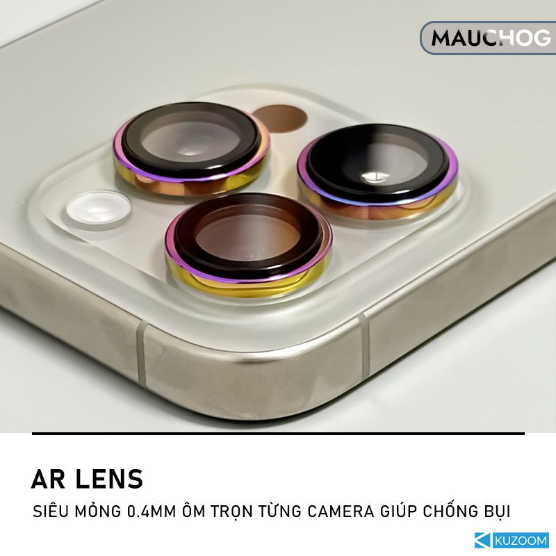 Bộ Vòng Cường Lực Bảo Vệ Camera Kuzoom Màu Nguyên Bản Cho Điện Thoại iPhone 17 Pro Max 16 15 14 13