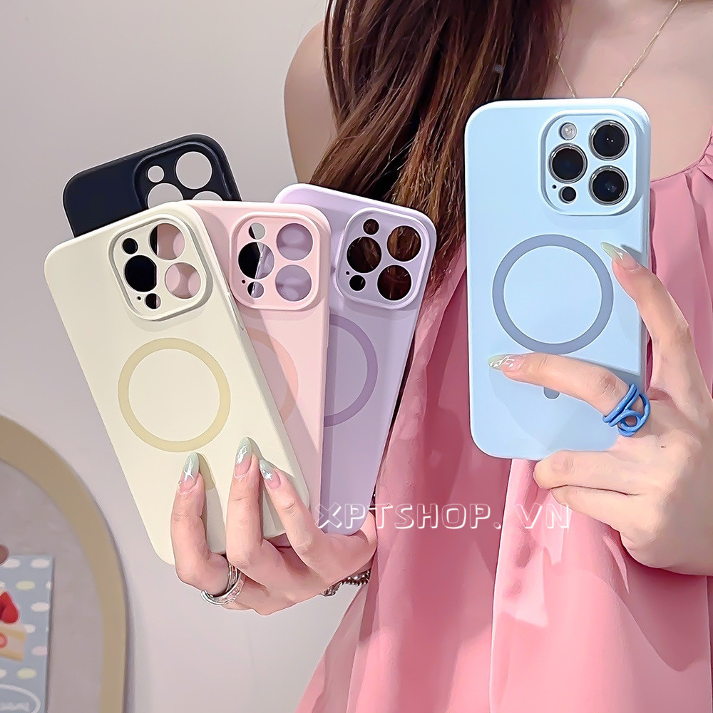 Ốp Điện Thoại Silicon Lỏng Từ Tính Cho iPhone 15ProMax 15Pro 15Plus 14 13 12ProMax Bảo Vệ Toàn Diện Chống Sốc Bảo Vệ Bìa Mềm