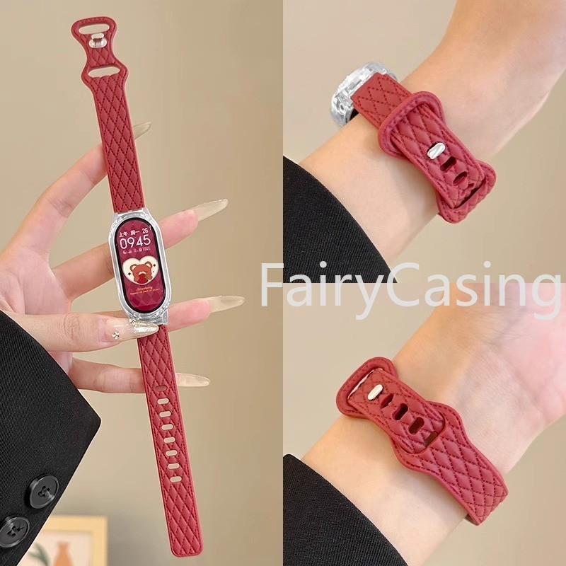 Silicon Cho Xiaomi Band 10 9 8 7 NFC Dây Đeo Tay Da Họa Tiết Hình Dạng Thời Trang Thể Thao Đồng Hồ Cho Miband 5 6 4 3 Dây Đeo