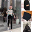 Quần jean nữ, Quần bò đen rách trên gối lưng cao dáng SKINNY siêu co giãn tôn dáng thời trang ( rách đùi )