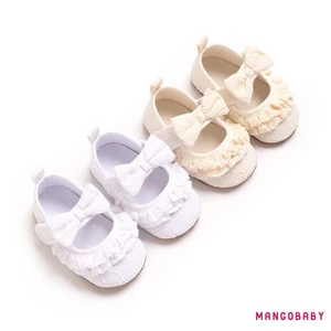 Giày moccasin bé gái ren nơ đế mềm chống trơn trượt, prewalker, tập đi đầu tiên