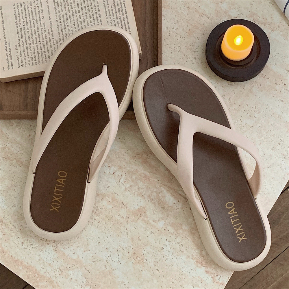 Xixitiao Flip-Flops Phong Cách Hàn Quốc Phong Cách Đơn Giản Flip-Flops Nữ Màu Sắc Phù Hợp Với Phong Cách Cổ Tích
