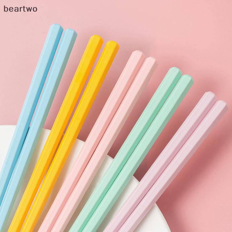< Beartwo > Đũa hợp kim lục giác, Đũa chống trượt, Đũa màu hỗn hợp tối giản cho bàn ăn tối, Tiện ích nhà bếp đẹp