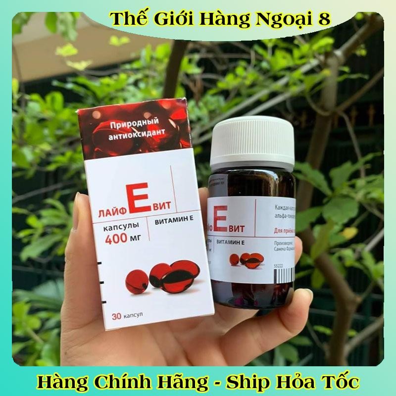 [LỌ THỦY TINH] Vitamin E Đỏ Nga Hàm Lượng 400mg LIFEVIT Giúp Làm Đẹp Da Của NGA