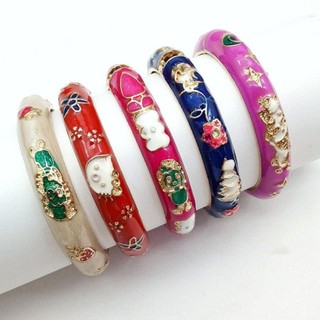 Vòng tay hoa hồ sơ YONDR, Vòng tay Cloisonne truyền thống, Vòng tay đôi tráng men thủ công Vòng tay nữ cổ điển dành cho nữ Cô gái
