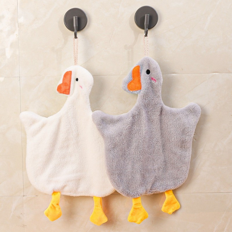 Khăn tay treo hình ngỗng lớn - Mềm thấm, khô nhanh, dày - Dễ thương, hoạt hình - Khăn lau bát đĩa sợi nhỏ - Khăn lau nhà bếp - Khăn sang trọng cho trẻ em