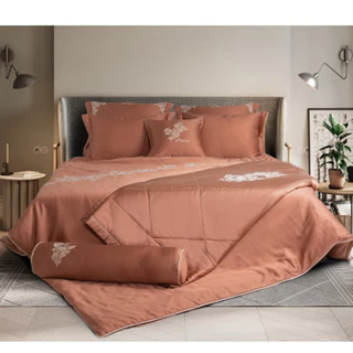 Mẫu chăn ga Everon màu nâu cam vải Tencel cao cấp Miền Sa Mạc - EST 24033