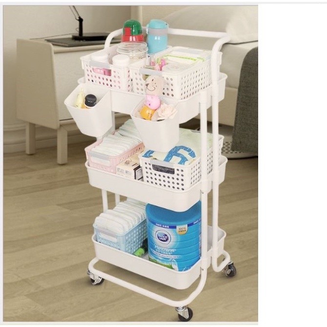 Xe Đẩy Spa YTC- Kệ Bỉm Sữa Đa Năng 3 Tầng Nhập Khẩu có bánh xe tiện lợi Babee