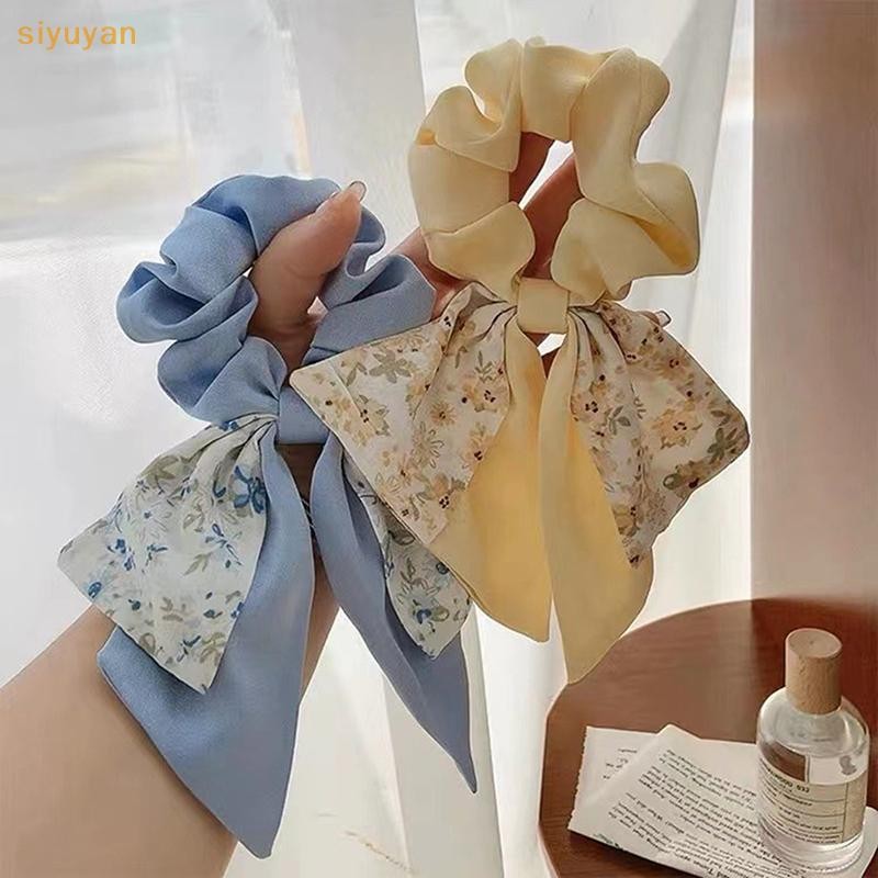 Siyuyan Họa Tiết Hoa Nơ Co Giãn Tóc Nữ Dây Buộc Tóc Nữ Thanh Lịch Ruy Băng Cao Su Mũ Bé Gái Nữ Phụ Kiện Tóc VN