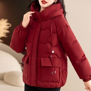 Phong Cách Mới 2024 Ngắn Xuống Áo Khoác Đệm Trung Niên Nữ Thu Đông Rời Dày Ấm Áp Thời Trang Có Mũ Trùm Đầu Thời Trang Thời Trang