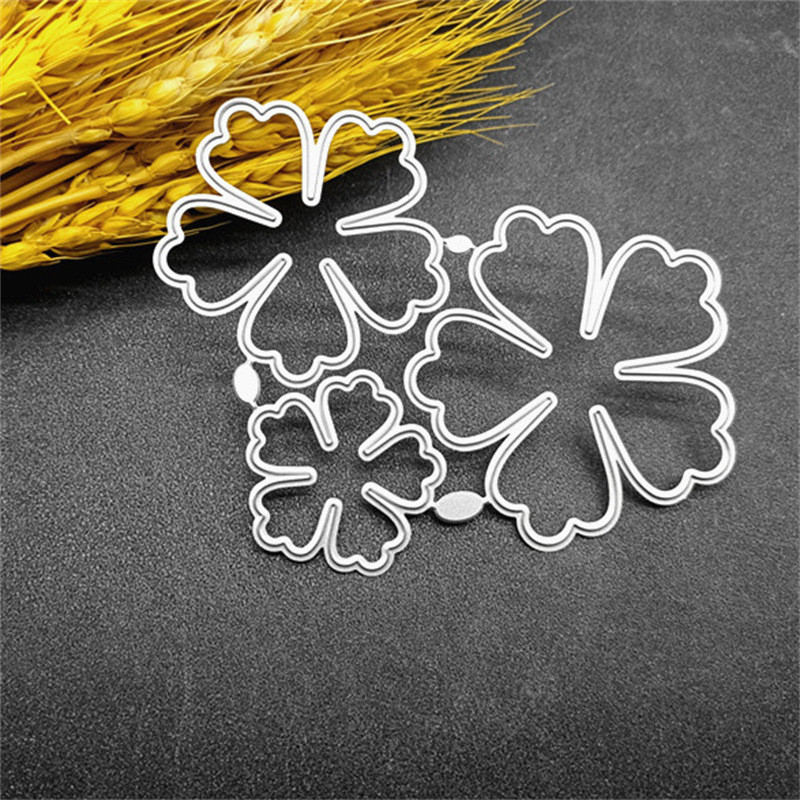 Ba Mảnh Cánh Hoa Cắt Kim Loại Chết Cắt Chết DIY Giấy Thủ Công Thép Carbon Dập Nổi Mẫu Hoa Bộ Trẻ Em Sổ Lưu Niệm Chết