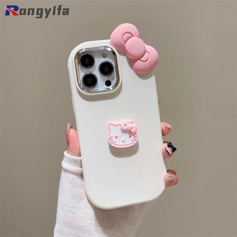 Ốp Điện Thoại Màu Kẹo Hello Kitty 3D Cho OPPO A60 A79 A54 A18 A38 A58 A15 A15S A92 A72 A52 A1K A7 A12 A5S F9 Reno 7 Pro 6 5f 4f 5 4 Lite 6Z 5Z Vỏ Hoạt Hình Nơ Dễ Thương Bìa mềm
