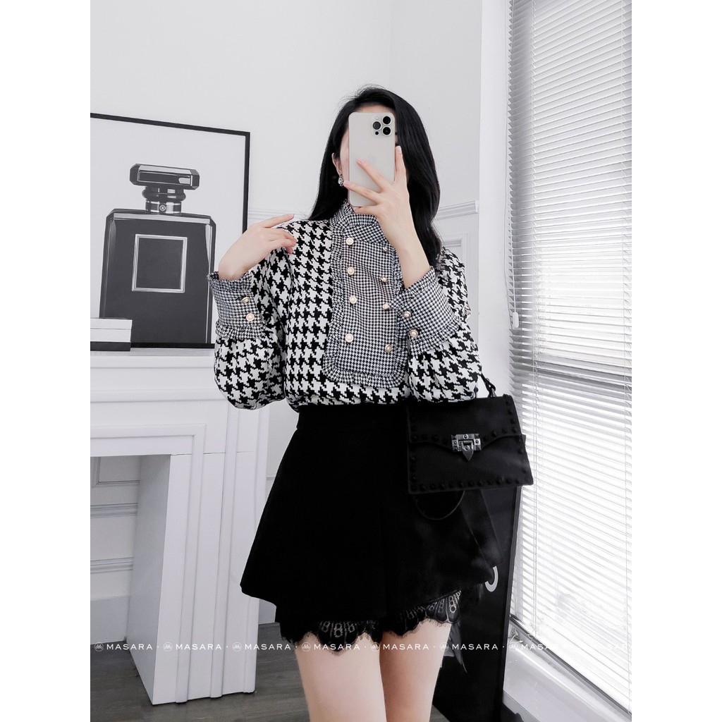ÁO ZICZAC 8 NÚT CỔ BÈO PHONG CÁCH TIỂU THƯ