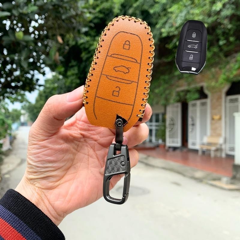 Bao Da Chìa Khoá Peugeot 3008, 5008, 2008 mơi nhất hiện nay handmade da thật