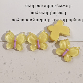 Dễ Thương Ngọt Ngào Mô Phỏng Bán Trong Suốt Màu Vàng Sáng Nhỏ Nhựa Bướm Bông Tai Kẹp Tóc Vỏ Điện Thoại Miếng Dán Trang Sức DIY