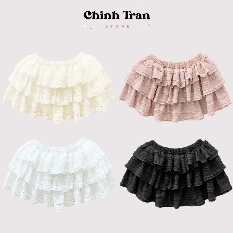 Chân Váy Xòe 3 Tầng Coquette Dễ Thương Có Quần Bảo Hộ Freesize