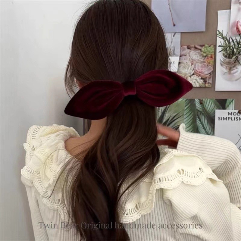Kẹp tóc nơ lớn nhung nữ